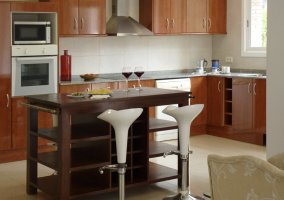 Sala de estar comunicada con una cocina