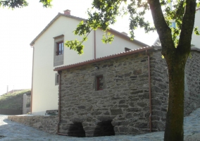 Casa de piedra y árbol