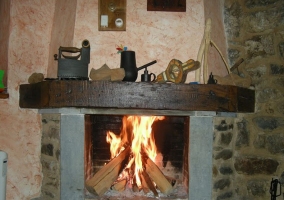 Salón comedor con chimenea